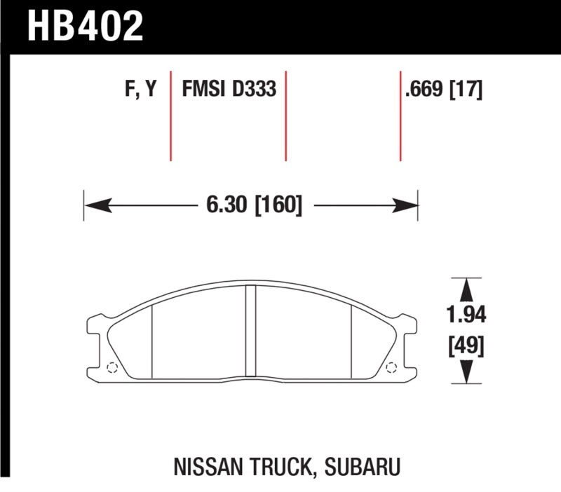 Hawk Performance HPS Brake Pads HB402F.669 Pads, HPS, HPS, Front, for Nissan, Set