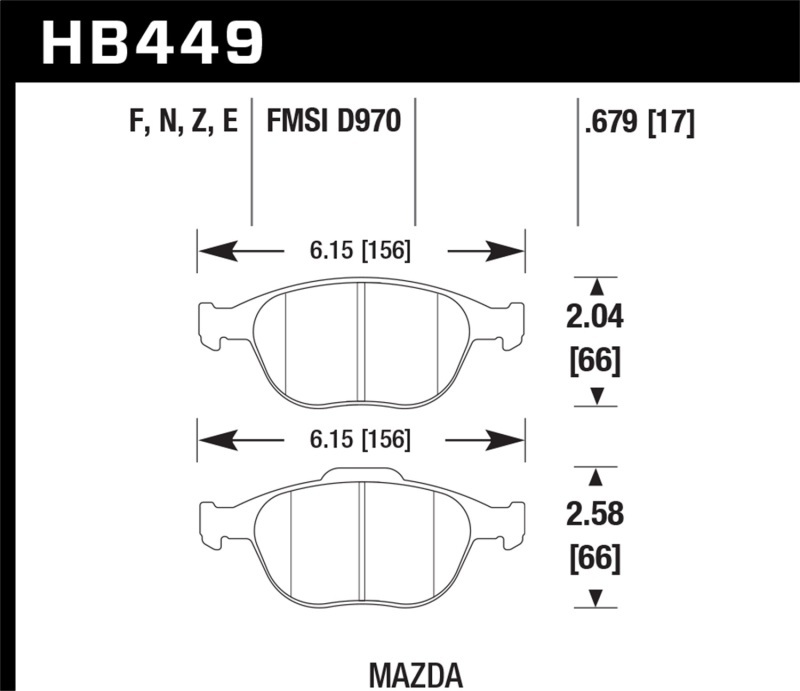Hawk Performance HPS Brake Pads HB449F.679 Pads, HP Plus, Front, Ford, Set