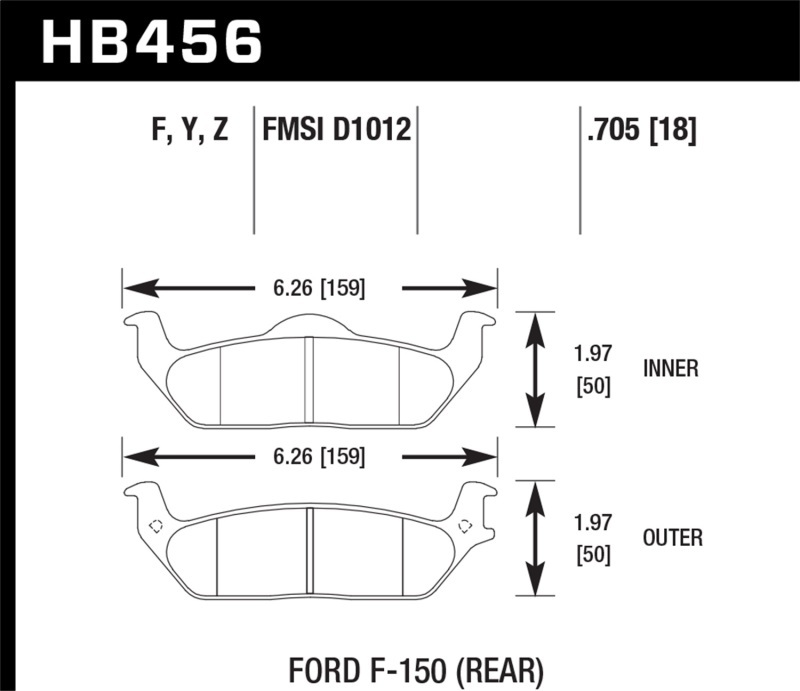 Hawk Performance Ceramic Brake Pads HB456Z.705 Pads, Ceramic, Rear, Ford, Lincoln, Set