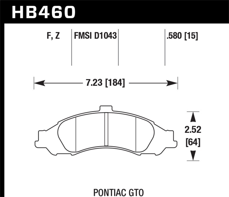Hawk Performance Ceramic Brake Pads HB460Z.580 Pads, Ceramic, Front, Pontiac, Set