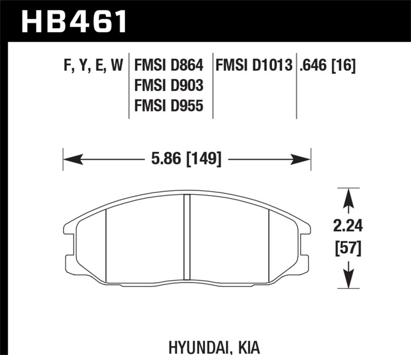 Hawk Performance LTS Brake Pads HB461Y.646 Pads, Ferro-Carbon, LTS, Front, for Hyundai and Kia, XG300, XG350, Santa Fe, Sedona, Sorento, Set thumbnail 3