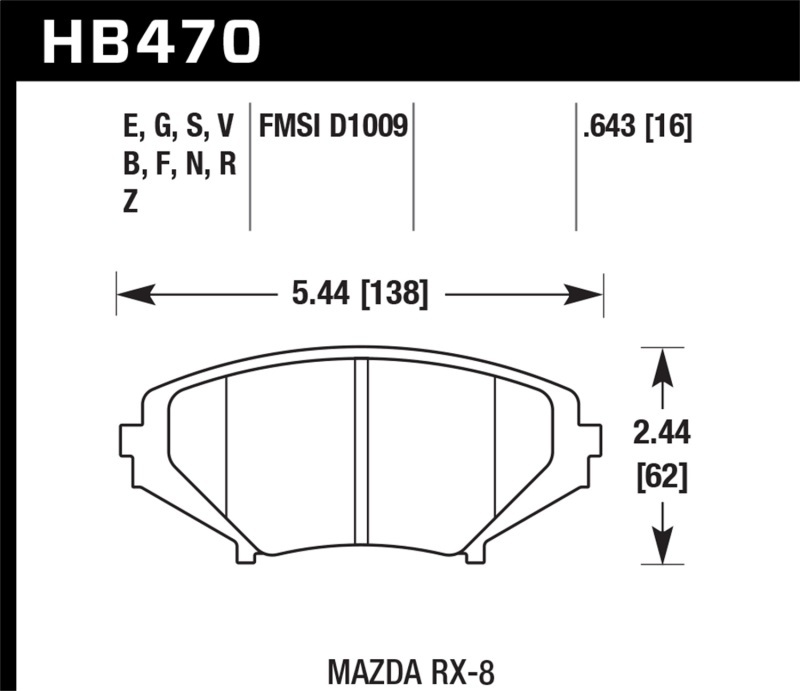 Hawk Performance HT 10 Racing Brake Pads HB470S.643 Pads, Racing, 10, Ferro-Carbon, Front, Mazda, Set