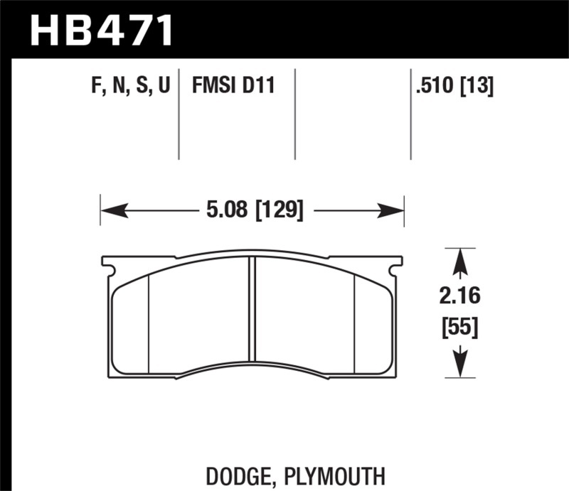 Hawk Performance HT 10 Racing Brake Pads HB471S.510 Pads, Racing, 10, Ferro-Carbon, Front, Dodge, Plymouth, Ford, Set