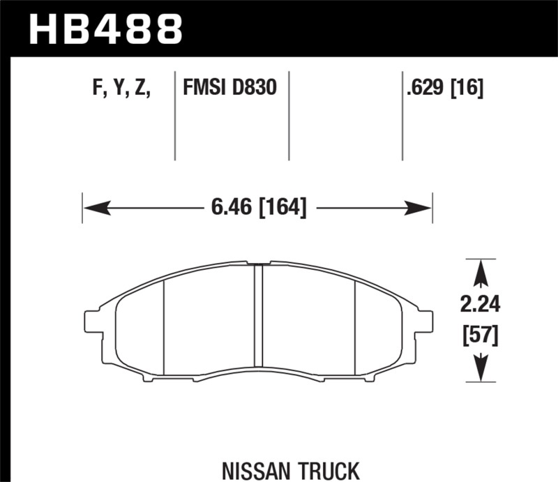Hawk Performance LTS Brake Pads HB488Y.629 Pads, LTS, Front, for Nissan, Set
