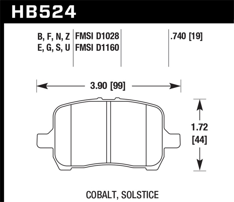 Hawk Performance HPS 5.0 Brake Pads HB524B.740 HP STREET BRAKE PAD FRONT