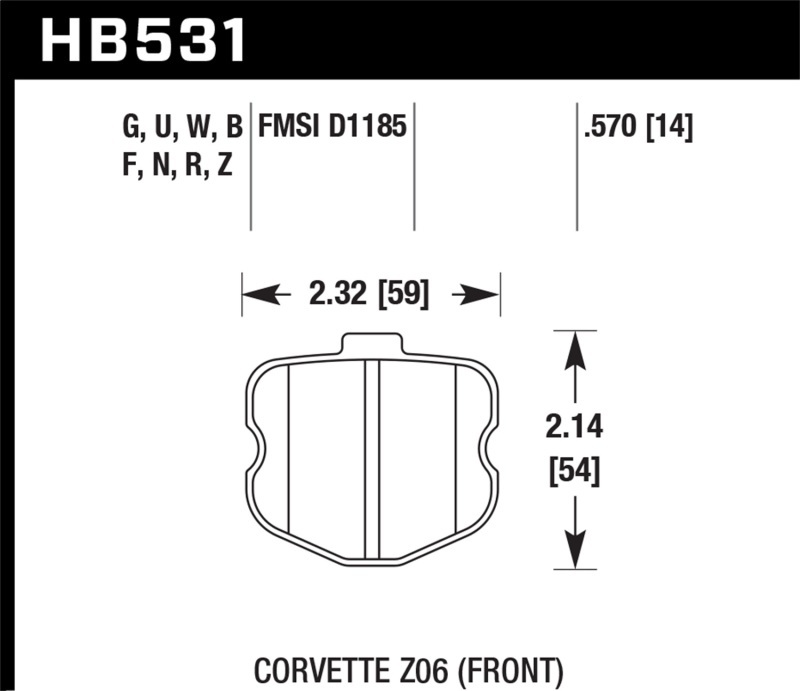 Hawk Performance DTC 30 Brake Pads HB531W.570 Disc Pad Corvette ZO6