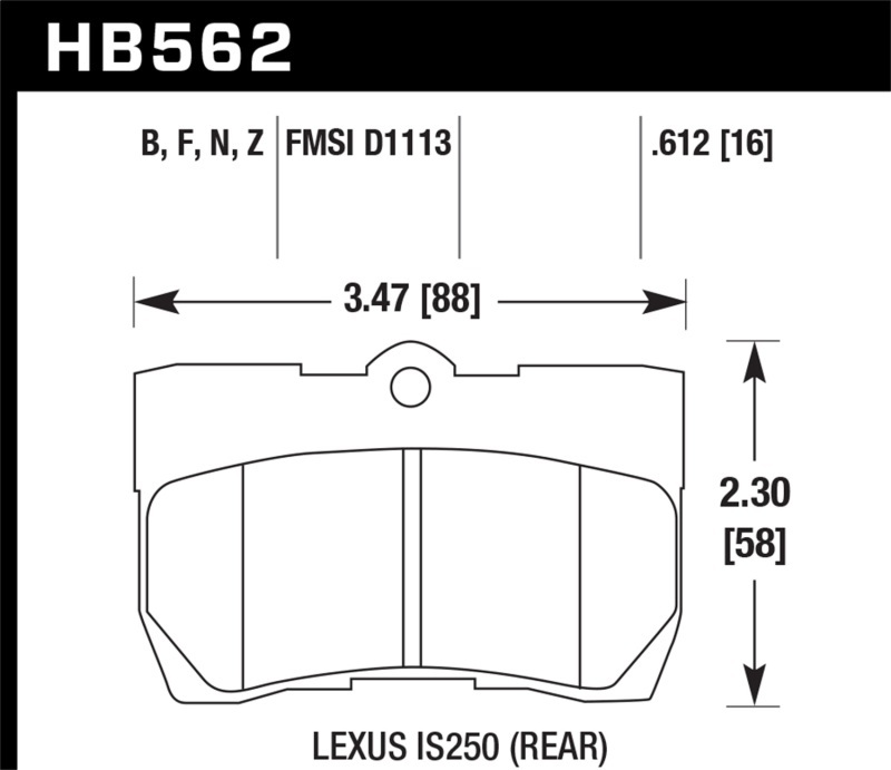 Hawk Performance HPS Brake Pads HB562F.612 Pads, HPS, Ferro-Carbon, Rear, Lexus, Set