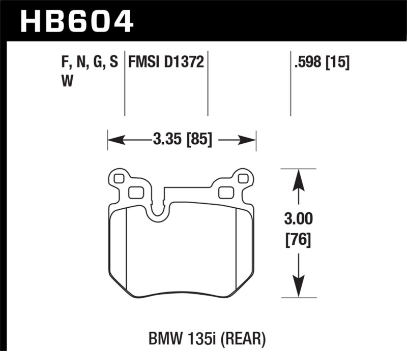 Hawk Performance HT 10 Racing Brake Pads HB604S.598 Pads, 10, Rear, BMW, Set