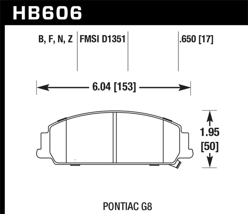 Hawk Performance Ceramic Brake Pads HB606Z.650 Pads, Ceramic, Front, Pontiac, Set