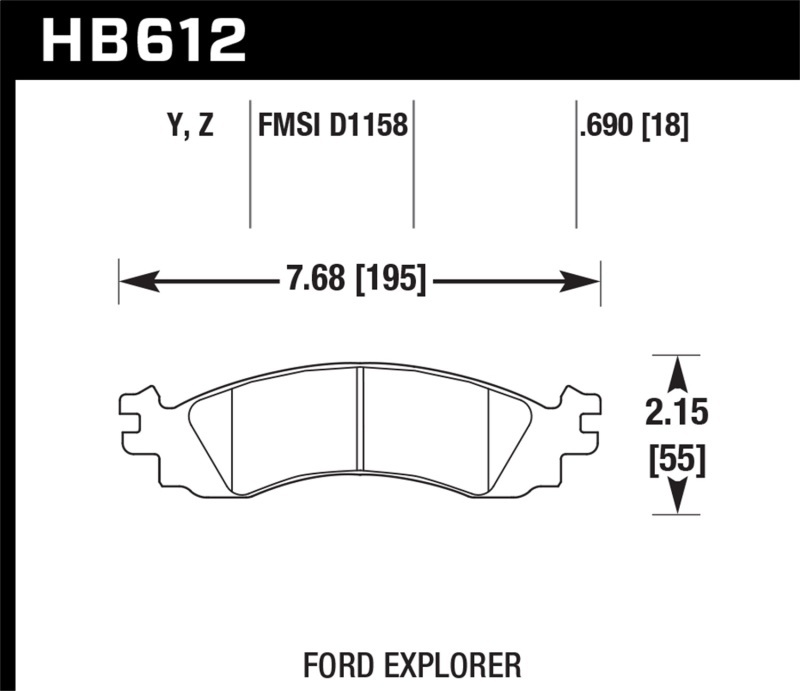 Hawk Performance LTS Brake Pads HB612Y.690 Pads, LTS, Front, Ford, Mercury, Passenger Car, Pickup, SUV, Set