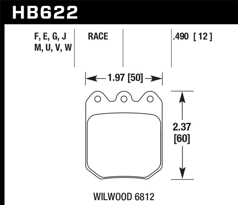 Hawk Performance Brake Pads HB622M.550 Black Wilwood DLS 6813