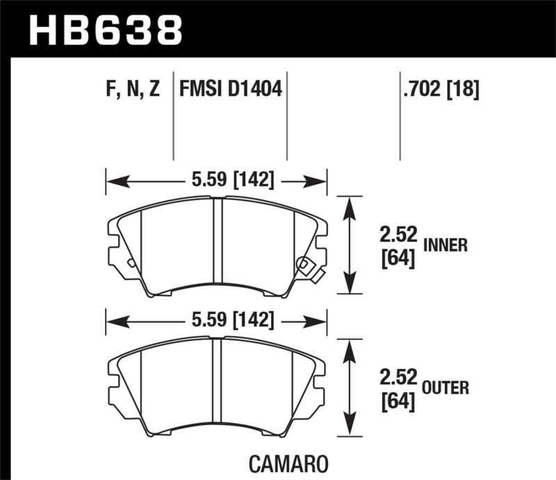 Hawk Performance HPS Brake Pads HB638F.702 Pads, HPS, Ferro-Carbon, Front, Chevy, Set