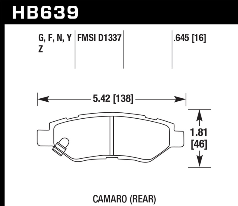 Hawk Performance HP Plus Brake Pads HB639N.645 Pads, Plus, Ferro-Carbon, Rear, Chevy, Set