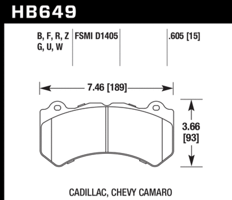 Hawk 14-18 Chevrolet Corvette Front ER-1 Brake Pad Set (J56 brake package) thumbnail 6