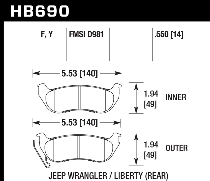 Hawk Performance HPS Brake Pads HB690F.550 Disc Pad