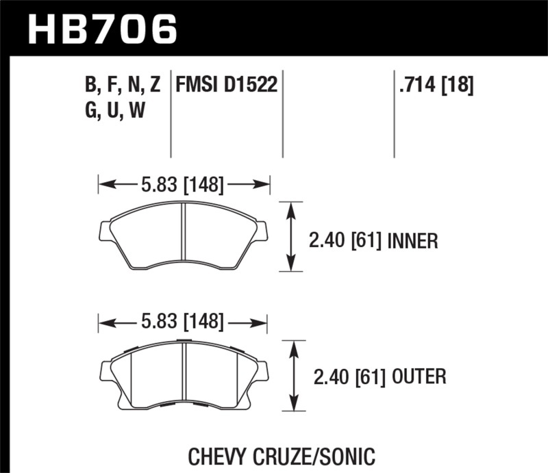 Hawk Performance HPS 5.0 Brake Pads HB706B.714 HP STREET BRAKE PAD FRONT