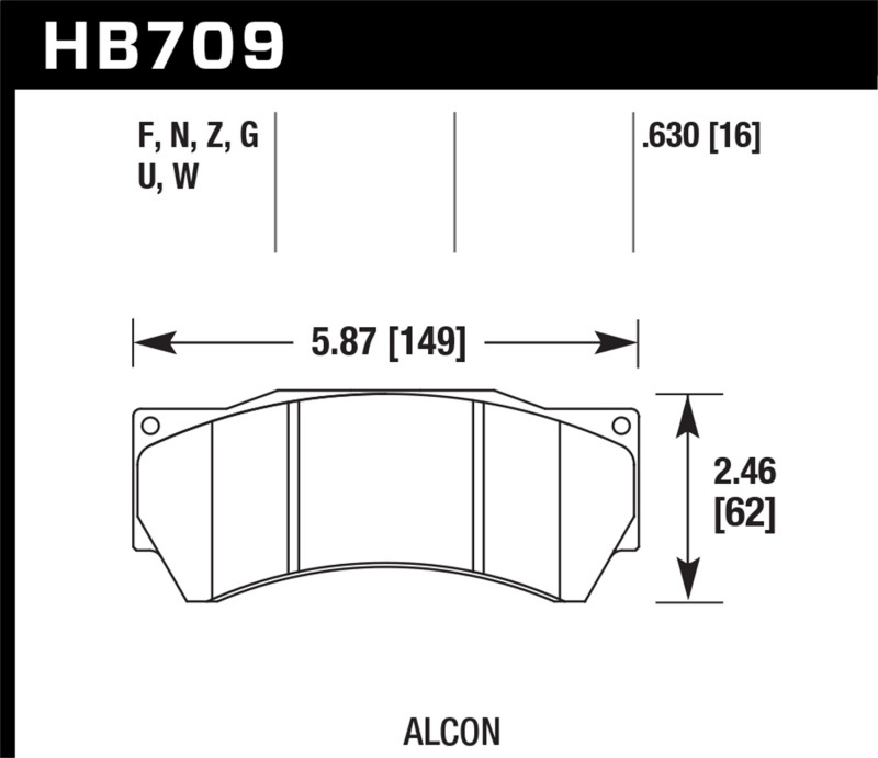 Hawk Performance Brake Pads HB709W.630 Disc Pad Alcon Mono6 (model 4497)