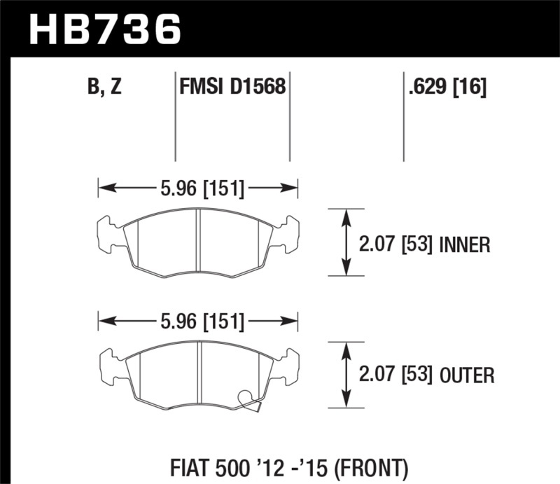 Hawk Performance HPS 5.0 Brake Pads HB736B.629 Series - Front