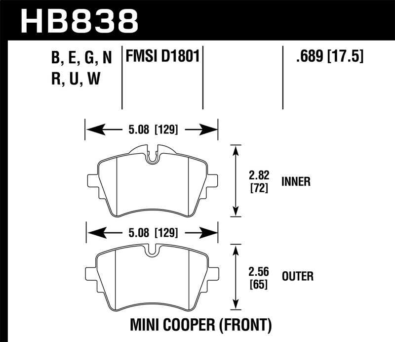Hawk Performance Ceramic Brake Pads HB838Z.689 pads PC Street thumbnail 2