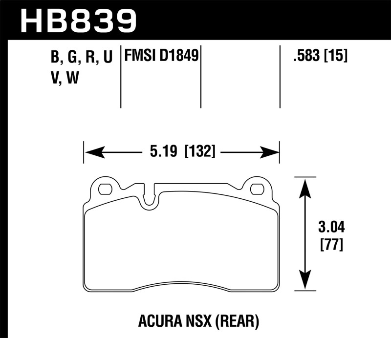 Hawk Performance HP Plus Brake Pads HB839N.583 Pads, Plus, Rear, for use on Acura®, Dodge, Set