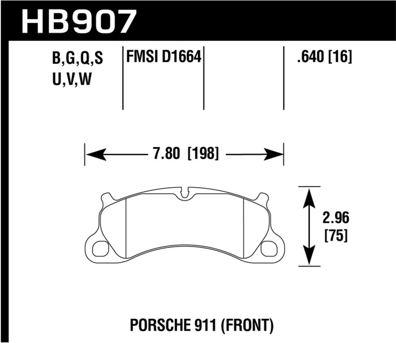 Hawk Performance DTC 50 Brake Pads HB907V.640 Pads, 50, Front, Porsche, Set thumbnail 2