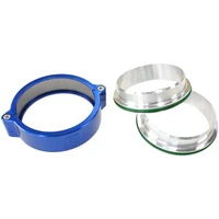 3" 76mm Billet Intercooler Clamp with Stainless Steel Weld Flanges - Blue Finish Clamp