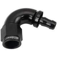 510 Series Full Flow Tight Radius Push Lock 120° Hose End -6AN To 5/16" 8mm Barb - Black