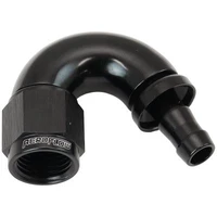 510 Series Full Flow Tight Radius Push Lock 150° Hose End -6AN To 5/16" 8mm Barb - Black
