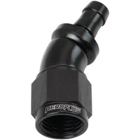 510 Series Full Flow Tight Radius Push Lock 30° Hose End -6AN To 5/16" 8mm Barb - Black