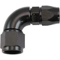 200 Series Teflon Style One Piece 90 Degree Stepped Hose End -8AN to -6 Hose - Black Finish