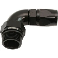 90° ORB Male Swivel PTFE Teflon® Hose End -6 ORB to -8AN - Black Finish