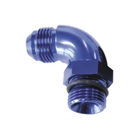 90 Deg -20ORB To -20AN Full Flow Adapter W/Jam Nut - Blue