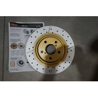 Street Series 1x Gold Cross-Drilled/Slotted Front Rotor (WRX/STi 96-07/FXT 03-18/LGT/BRZ/86) *SCRATCH AND DENT CLEARANCE ITEM*
