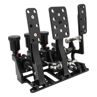 Racing Hydraulic Pedals Box, Lightweight Aluminium, Floor Mount, Brake, Clutch, Accelerator Pedal with .750" Bore Master Cylinders, Black, Kit