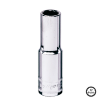 1/2" Drive Deep Socket - 12pt SAE - Individual, Size: 7/16"