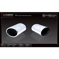 Universal Tip - 2.25in x 3.25in Inlet - EF-AU Ford Style Oval Knock On Tip, Stainless Steel