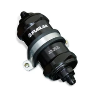 In-Line Fuel Filter Standard Length -6AN Inlet/Outlet 40 Micron Stainless Steel Element W/Check Valve Black