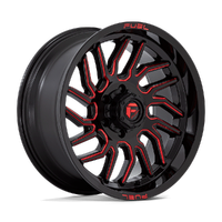 Hurricane D808 20x9 6x139.7 +1mm Gloss Black Milled Red Tint