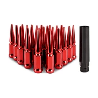 Steel Spiked Lug Nuts M12 x 1.5 24pc Set Red